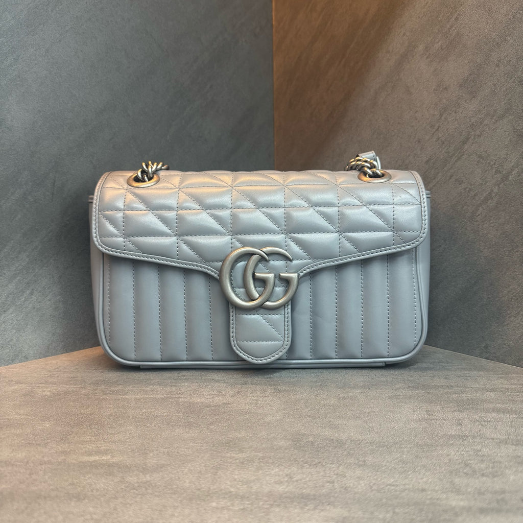 Gucci, Grey with Silver Buckle, Marmont 26, Original Condition, Clean Interior