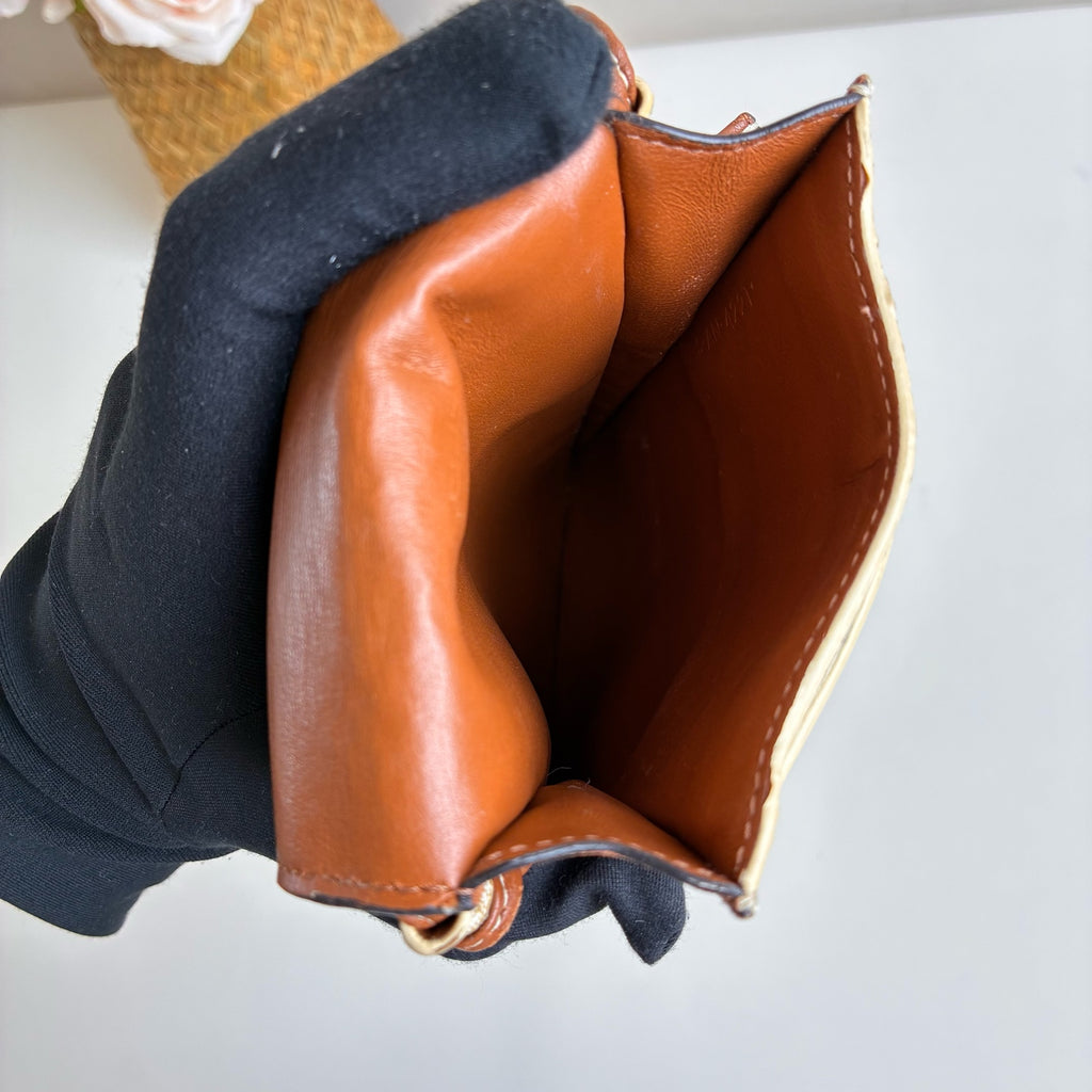 Celine Logo Vintage Lambskin Leather Flap Phone Bag Shoulder Bag 99% New Size: 10 x 18 x 2 Lambskin Material