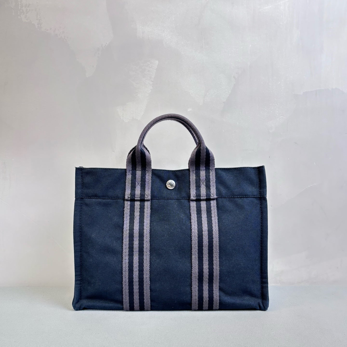 Hermes 98% New Black and Gray Canvas Tote Bag Casual Vintage Size 29*22