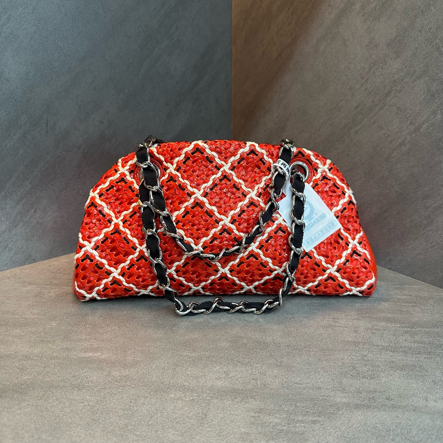 Chanel Bowling Bag, Patent Leather Woven Shoulder Bag, 14 Series, No Authenticity Card