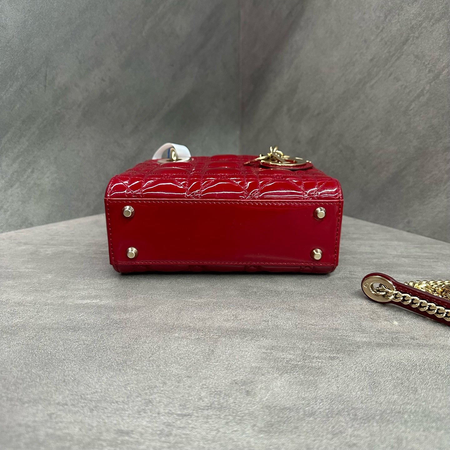 Dior Lady Dior Small 3-grid Red Gold Patent Leather Lady Dior Bag, 2020 serial code