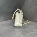 Chanel CF Small Vintage Model, White Gold Lambskin Chain Bag, 6-digit Serial, Structured Shape, Clean Interior