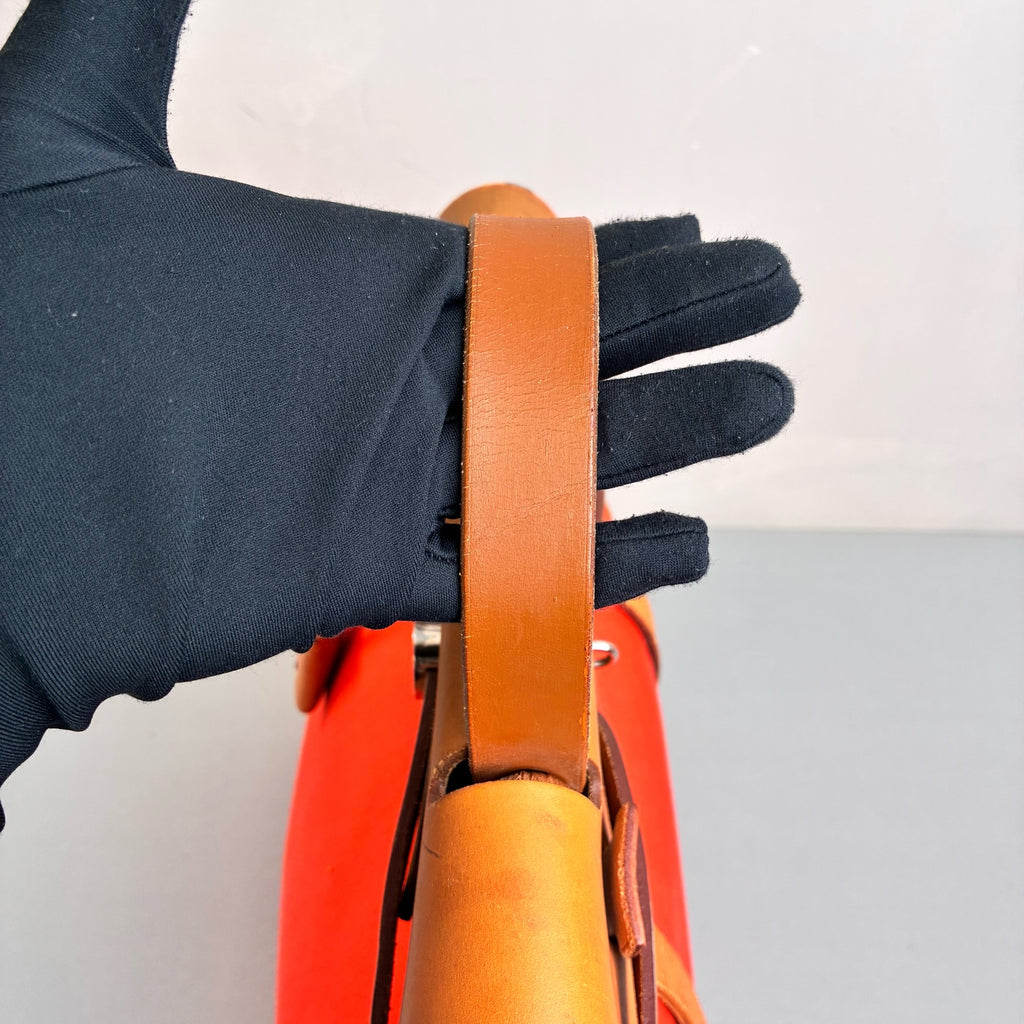 Hermes Herbag Backpack Handbag 95% New Size 30*36 Orange Canvas Frame G