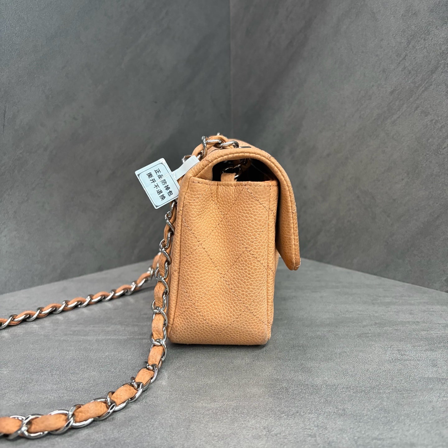 Chanel Cinnamon Color Silver Buckle Suede Leather Mini CF Chain Bag 19cm×12cm 17 Open Without Card