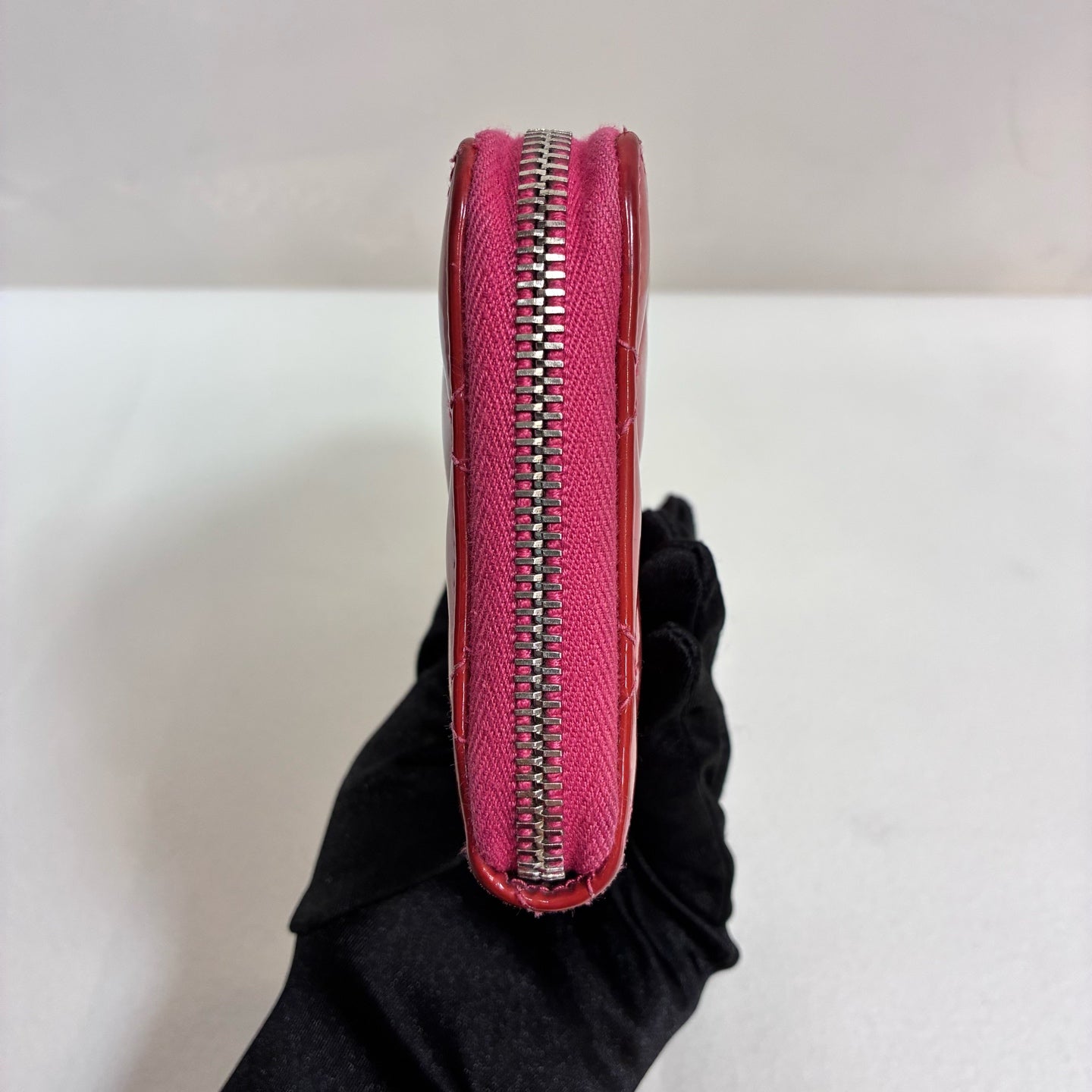 Chanel 98 New 20 Opening Grapefruit Red Patent Leather Long Wallet Size 19*10