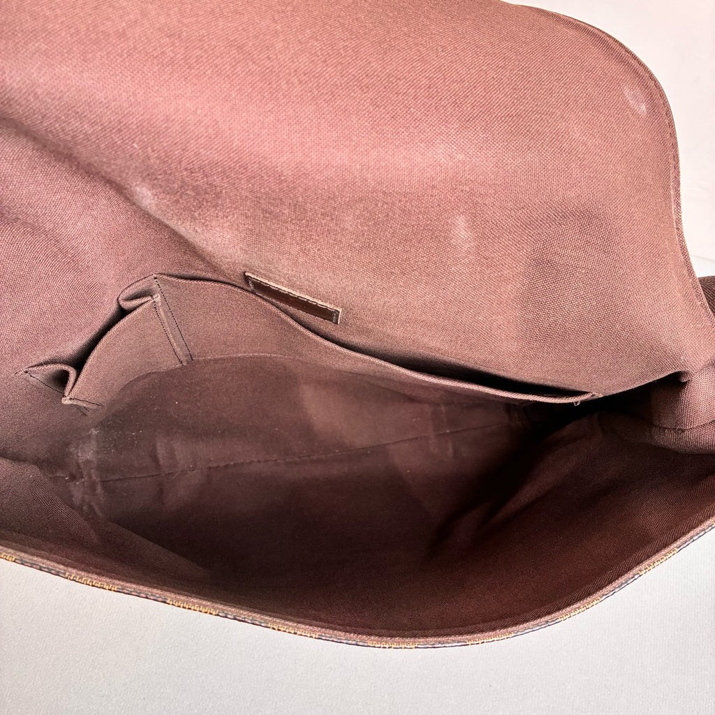LV/Louis Vuitton Brown Checkered Men's Crossbody Bag 99% New Size 32*28