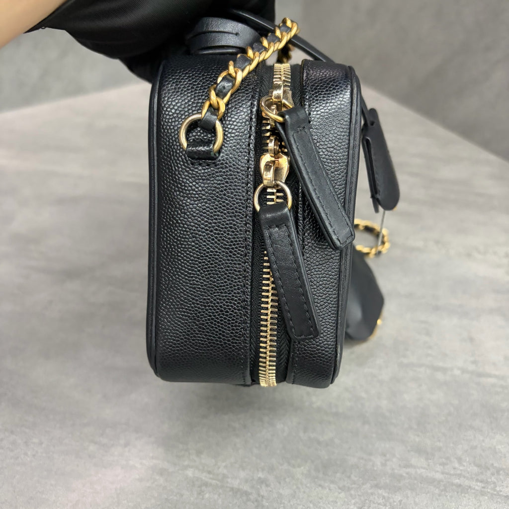 Chanel Grained Calfskin with Gold-Tone Metal Camera Bag, Small Size, 25 Series, with Authenticity Card, 1 Key, Original Condition