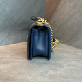 Chanel Blue medium-sized Leboy Court Limited Edition handle with rolled chain, size 25x8x14. Chip model