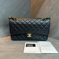 Chanel CF medium size black gold lychee cowhide 25 kai cassette ticket original condition