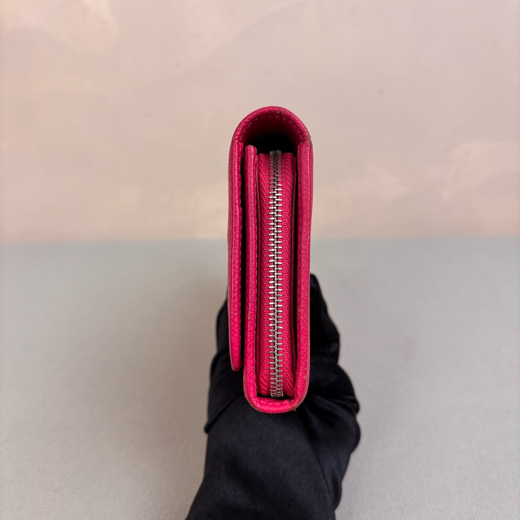 Loewe Pink Long Wallet Calfskin 98% New Size 19.5*9.5