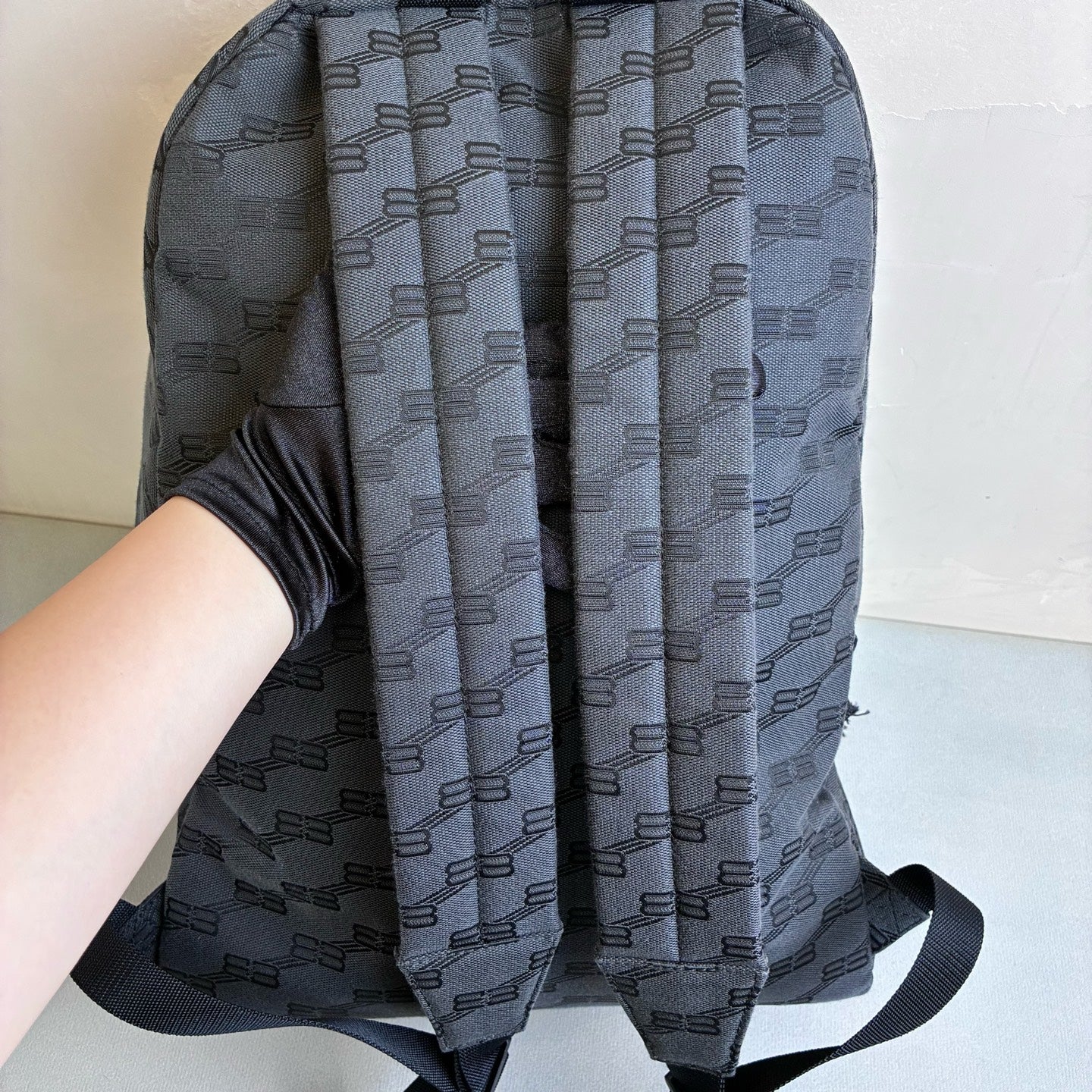 Balenciaga / Balenciaga 99% New Dark Gray Canvas BB Old Flower Backpack Size 33*50