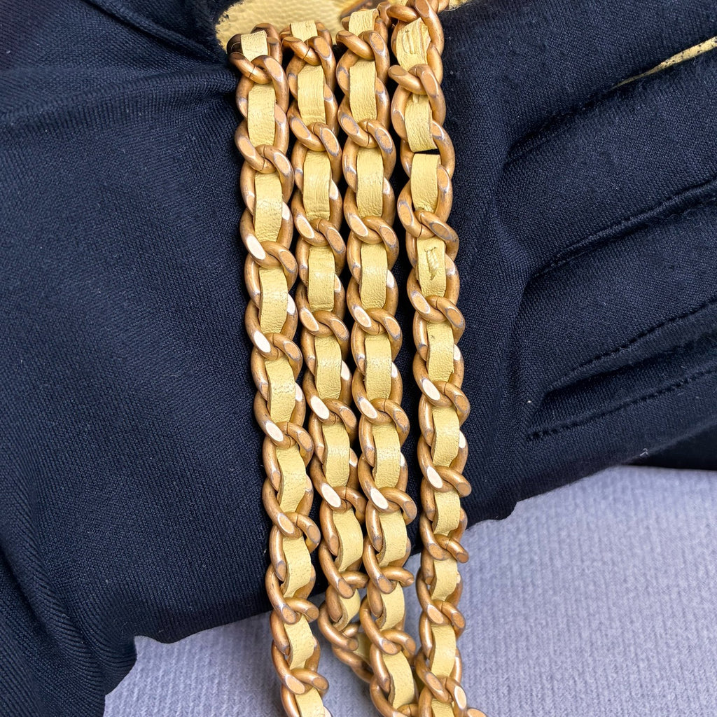 Chanel 25 cm Vanity Chain Bag in Milk Yellow with Classic Double C Logo and Pebble Grain Finish
