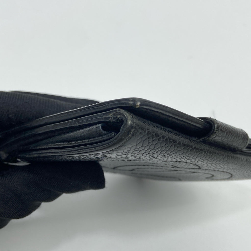 Chanel / Vintage Small Card Holder Wallet Black Litchi Grain Cowhide, Size 11×10cm, in excellent condition, logo clear.