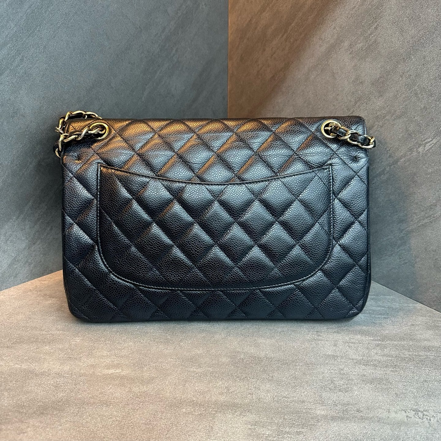 Chanel cf jumbo Black Gold Lychee cowhide chain Bag 18 kai