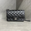 Chanel CF Mini Black and Silver Lambskin, 23 Open, No Card, Structured Shape, Clean Interior.