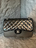 Chanel Jumbo black with silver hardware, black silver patent leather double flap, 98-99% new or above, in pristine condition