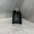 Chanel Leboy medium size, black silver grained calfskin, microchipped version, structured silhouette, clean interior