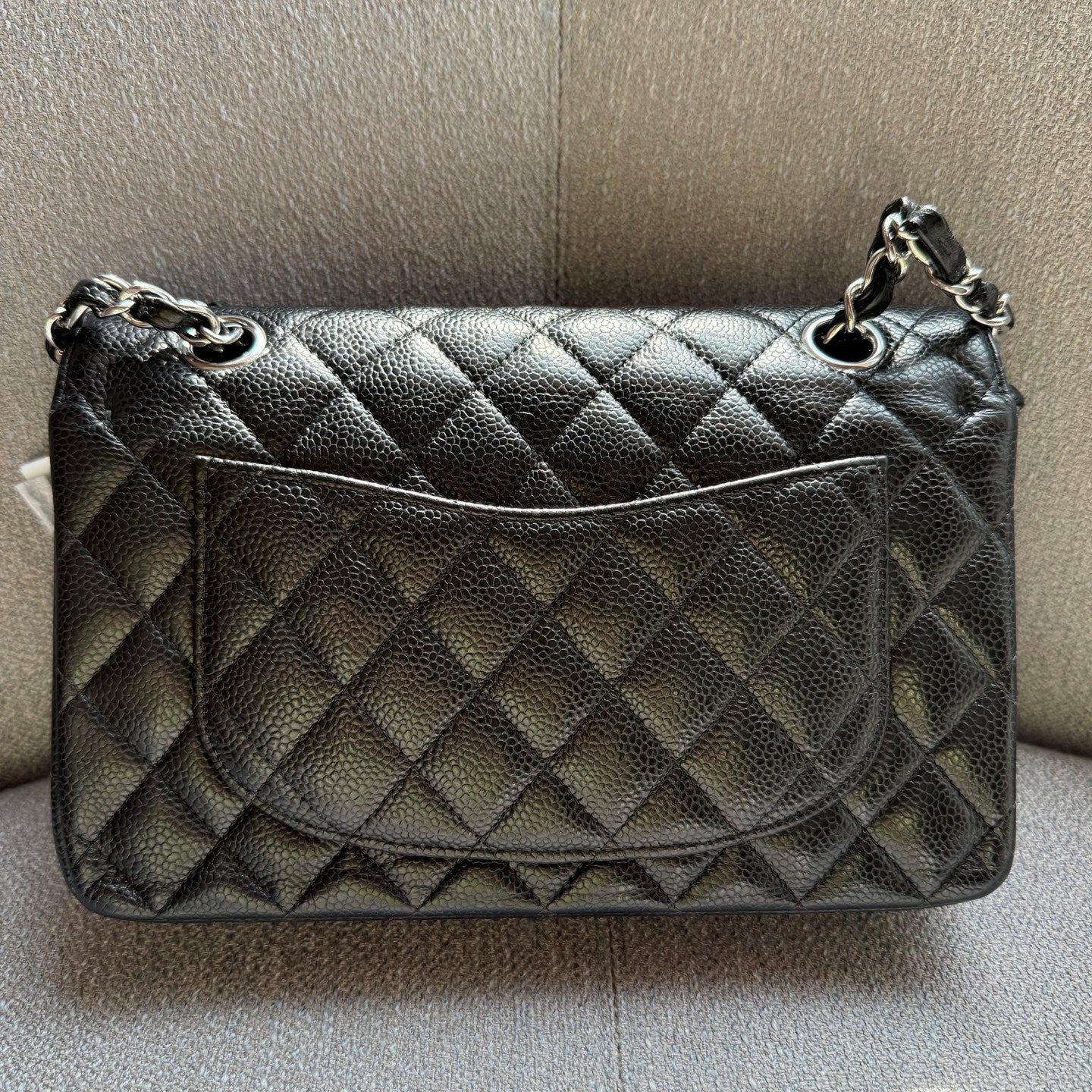 Chanel CF Small, Black and Silver Caviar Leather, Microchip Version
