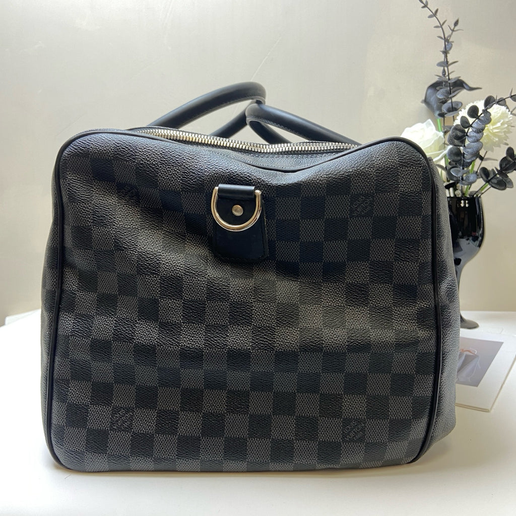 LV Louis Vuitton Large Black Checkerboard Travel Bag Handbag 99% New Size: Approximately 50x24x27cm Black Checkerboard Coated Canvas
