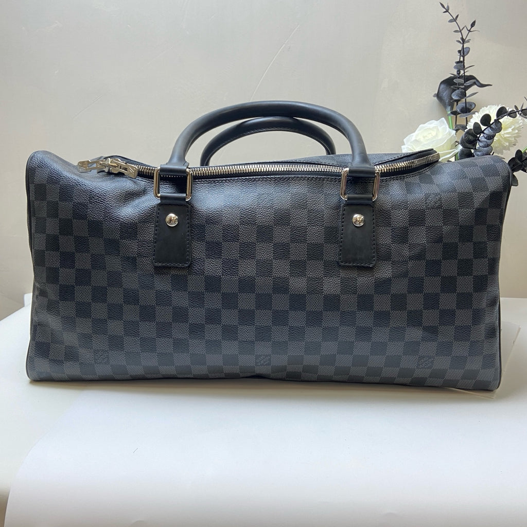 LV Louis Vuitton Large Black Checkerboard Travel Bag Handbag 99% New Size: Approximately 50x24x27cm Black Checkerboard Coated Canvas