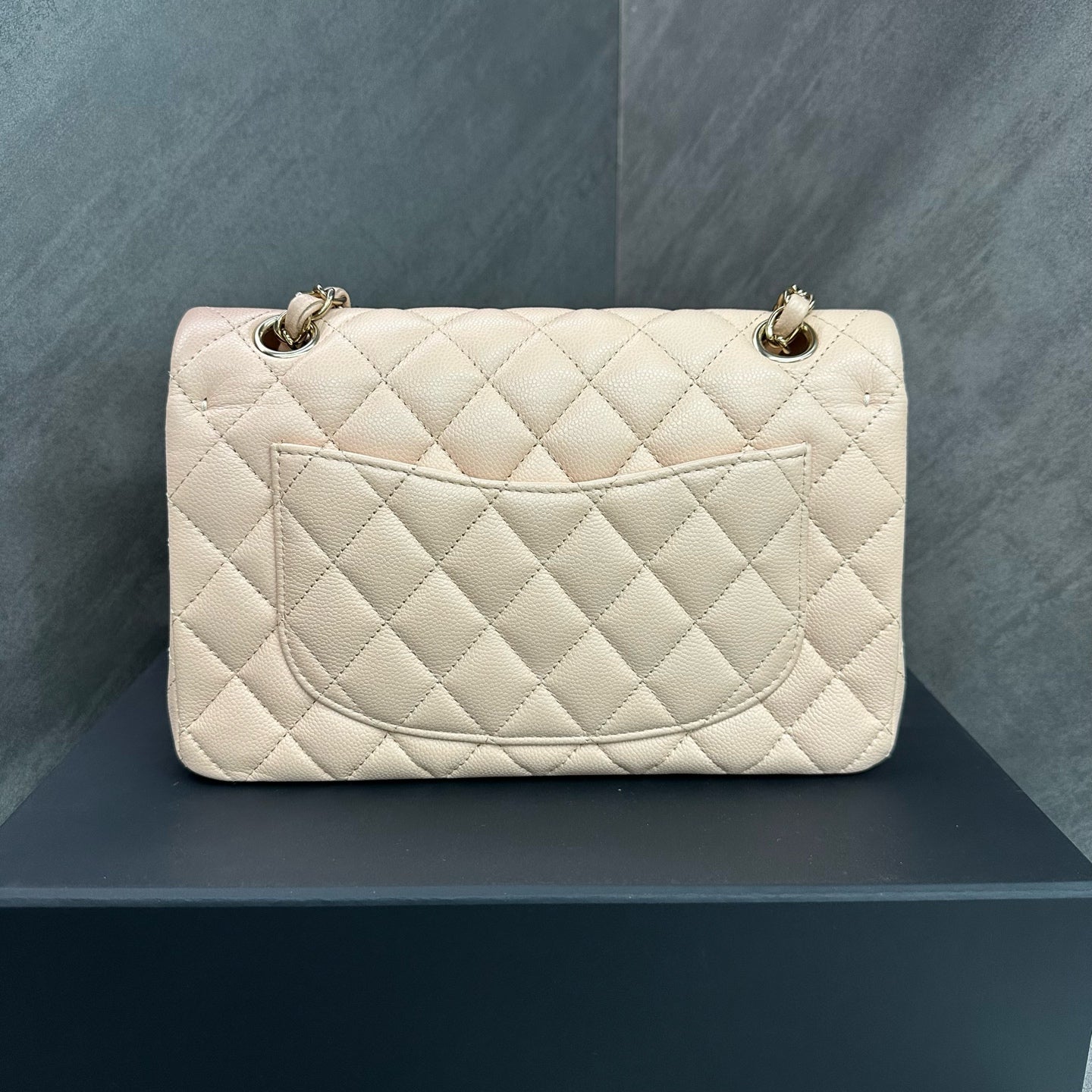 Chanel CF Small Size Cherry Blossom Pink Litchi Leather Light Gold Hardware Complete Set