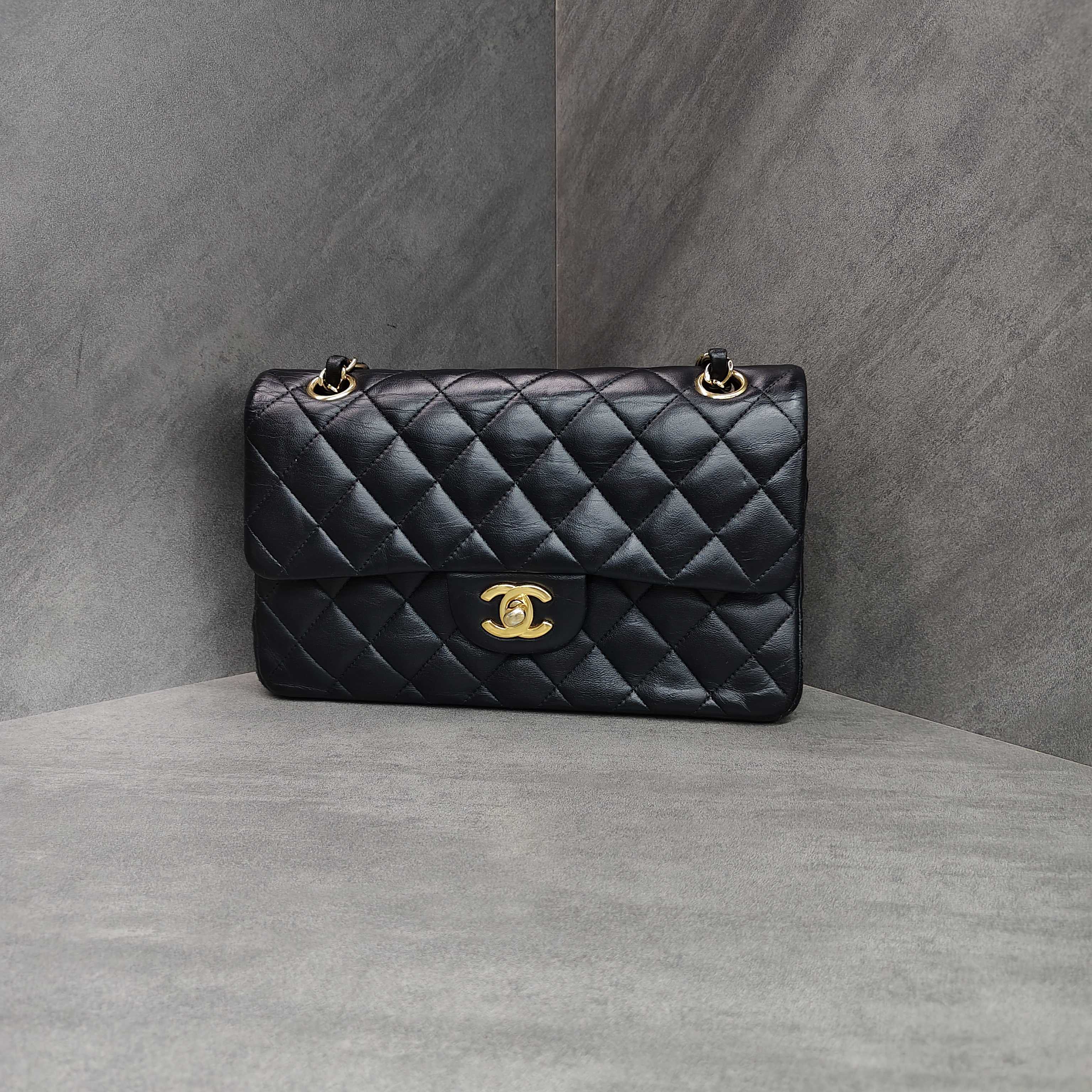 Chanel CF Small Lambskin Black and Gold 16 Series Bag with Structured Shape