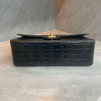 Chanel CF jumbo large black gold buckle crocodile leather bag, structured shape, clean interior, no wear on the corners, 19 series.
