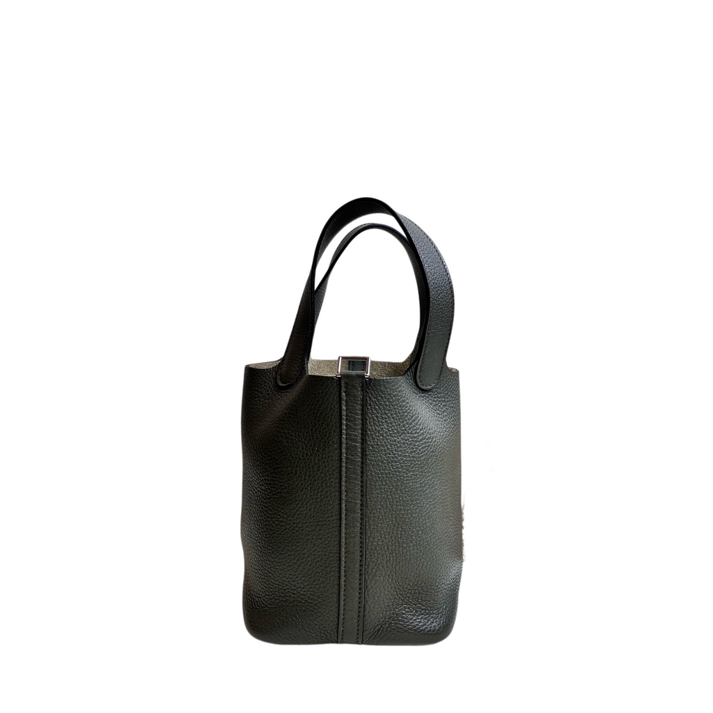 Hermes / Hermès Picotin 18 Basket P Stamp, 99% New   Dimensions: 18 x 13 x 18 cm   Color: Etain (Tin Gray)   Includes lock