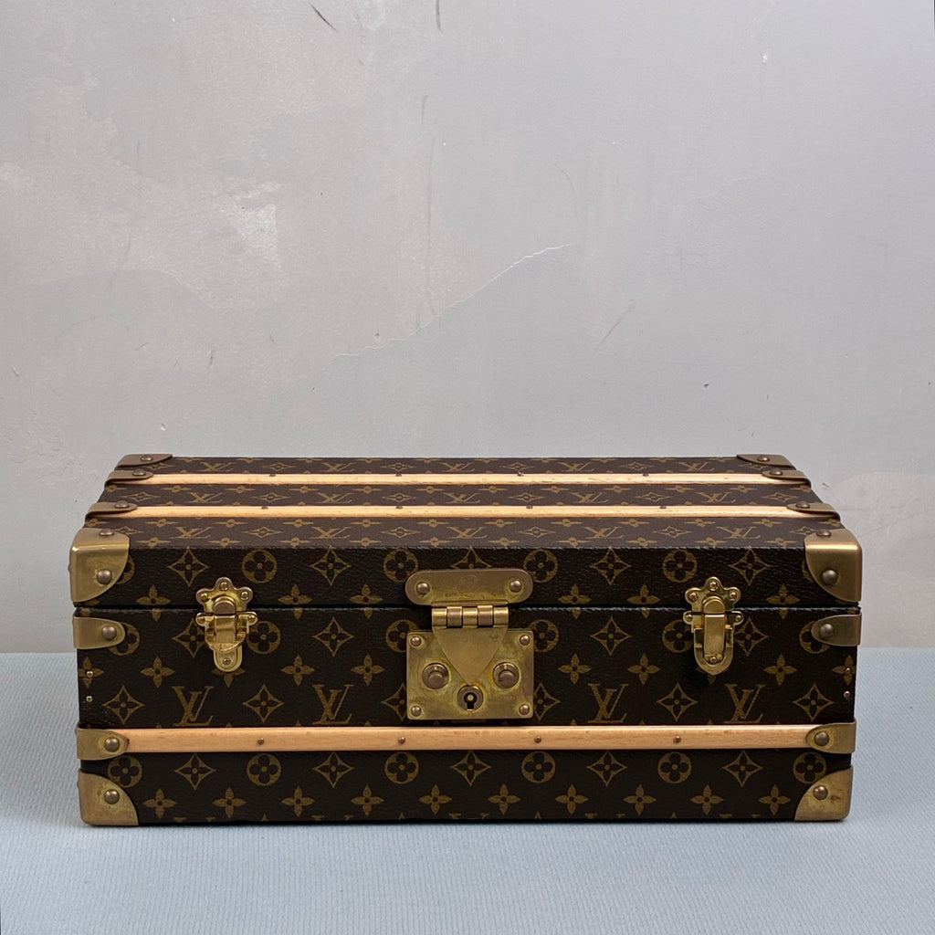 LV Louis Vuitton 99% New 2020 Brown Monogram Hard Case Decorative Box with Full Monogram Print and Wooden Bottom. Suitable for storage, display, and collection. Exquisite craftsmanship in details.
