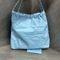 Chanel 22 Bag Blue Silver Oil Wax Leather Trash Bag Chip Model (Consignment)