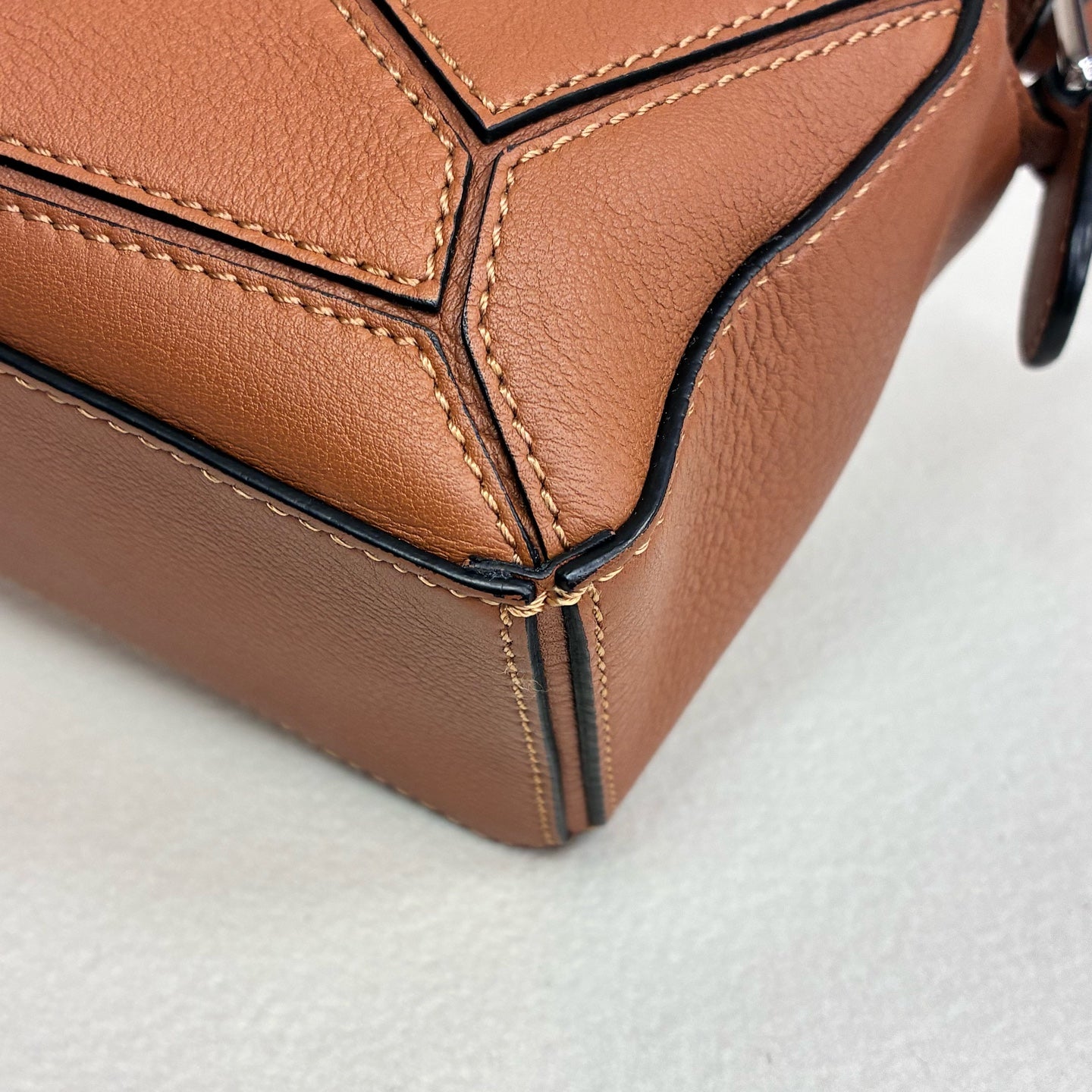 LOEWE 99% New Puzzle Mini Women's Bag Brown Leather with Removable and Adjustable Shoulder Strap