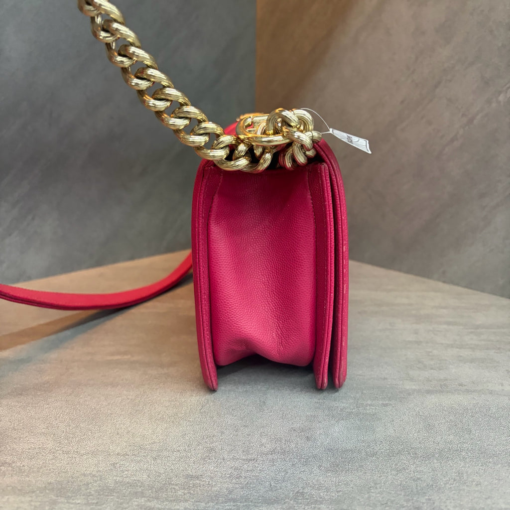 Chanel leboy fuchsia pink, 23 series with authenticity card, structured silhouette, clean interior, in stock