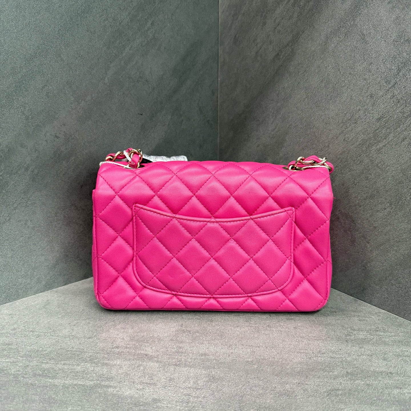 Chanel pink gold buckle CF large mini 21 with card