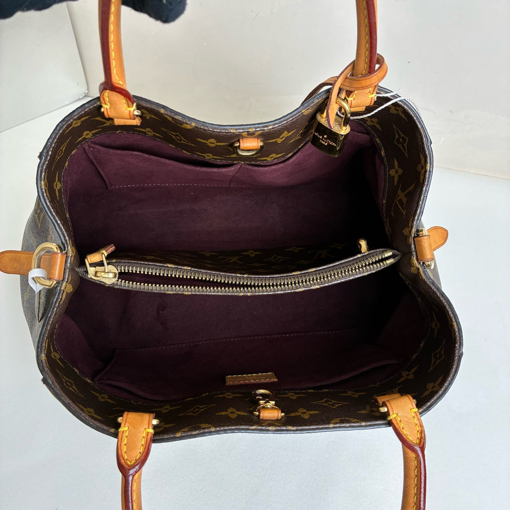 LV/Louis Vuitton Montaigne Bag Coated Canvas with Leather Size 30*18*12