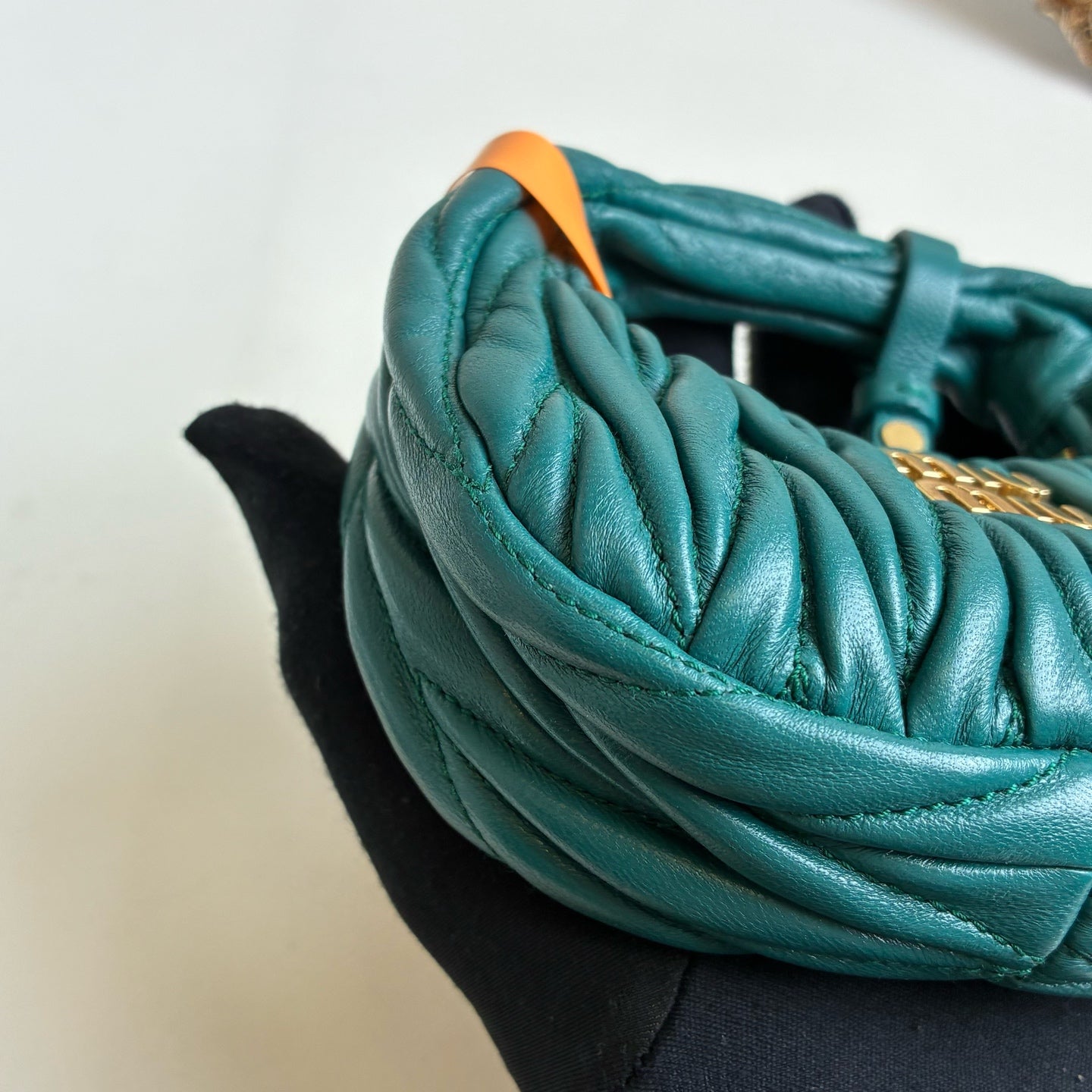MiuMiu Wander Pearl Color Jacquard Pleated Texture Hobo Bag Shoulder Bag Handbag Crossbody Bag Chip Model 99% New
