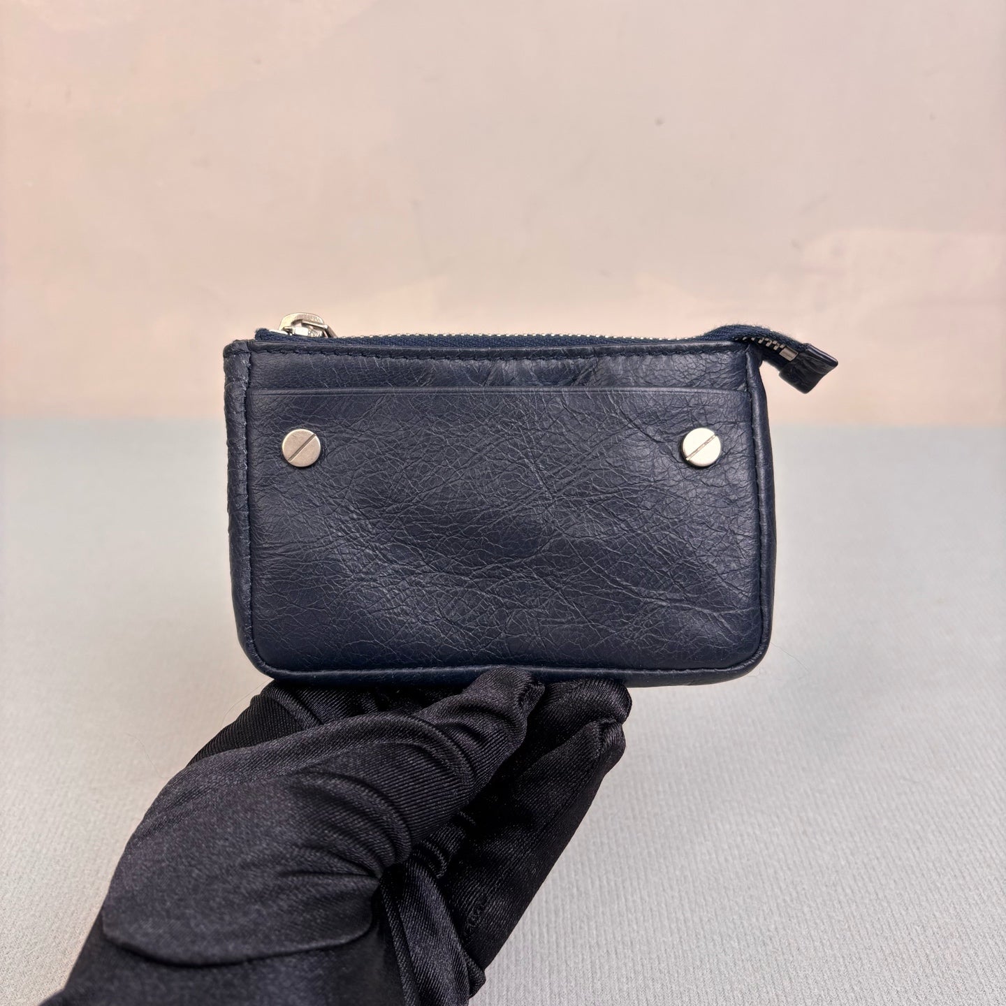 Balenciaga Navy Blue Leather Small Wallet Size 11*7