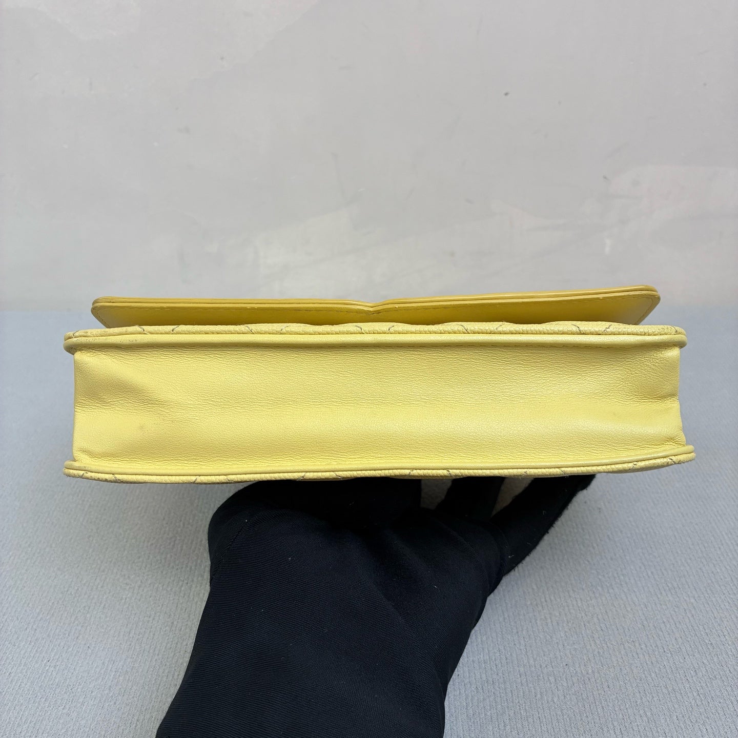 Chanel 25 cm Vanity Chain Bag in Milk Yellow with Classic Double C Logo and Pebble Grain Finish