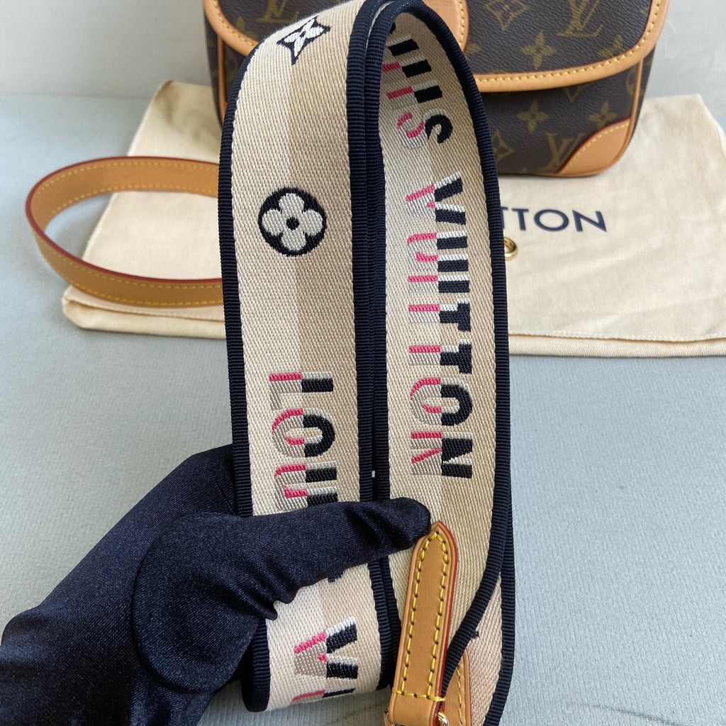 Louis Vuitton Diane Classic Monogram with Chip, Double Strap, Size 24*16.