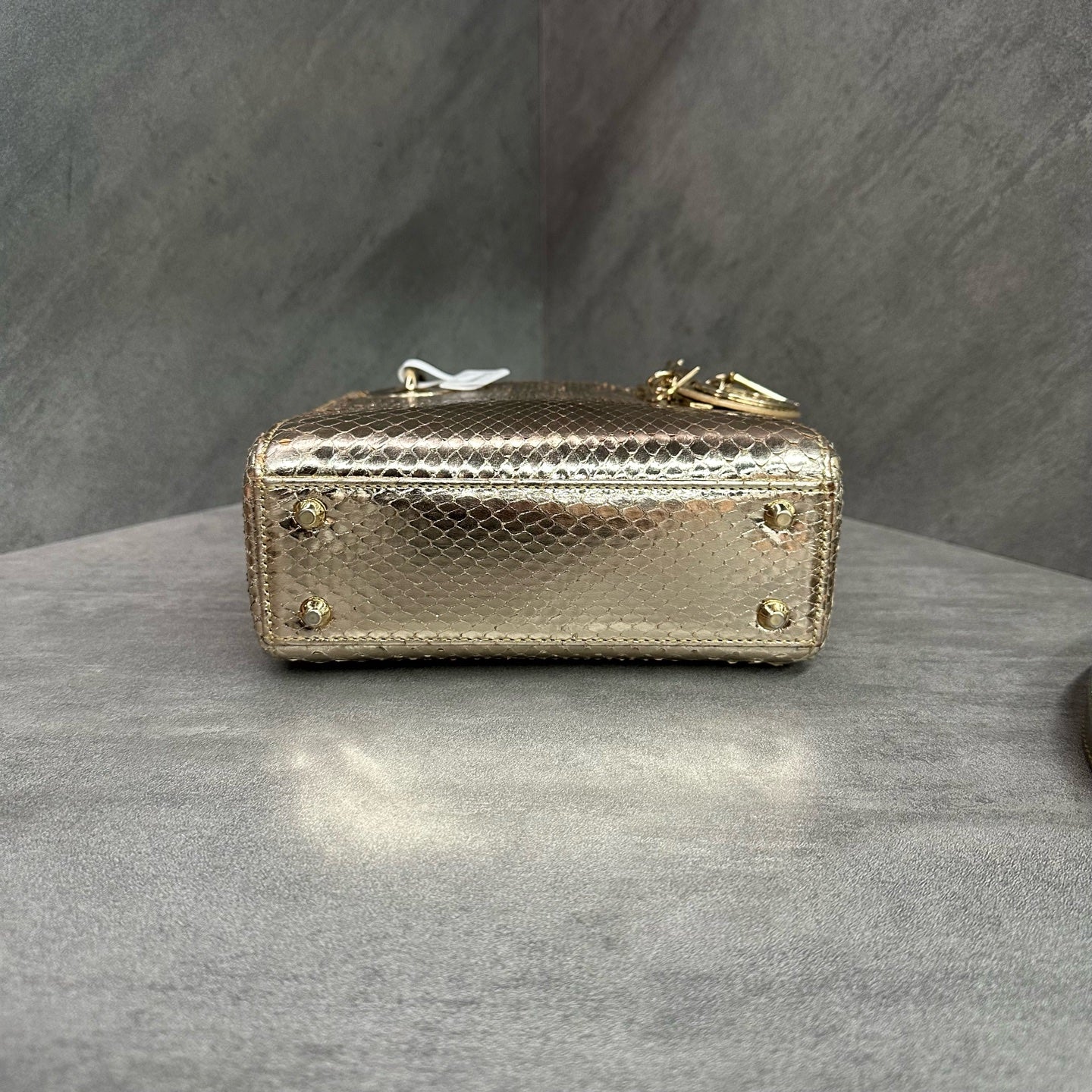 Dior Gold Three-compartment Snake Skin Lady Dior Bag, 2014 Serial Code
