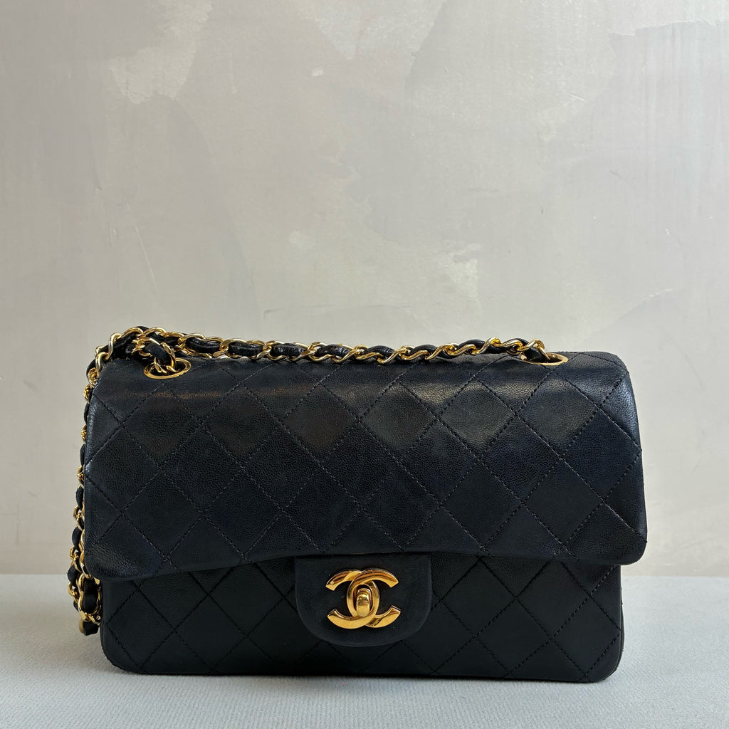 Chanel Black Gold CF Small Size 2 Opening Pre-owned Dimensions 23*15 98% New Original Condition Lambskin
