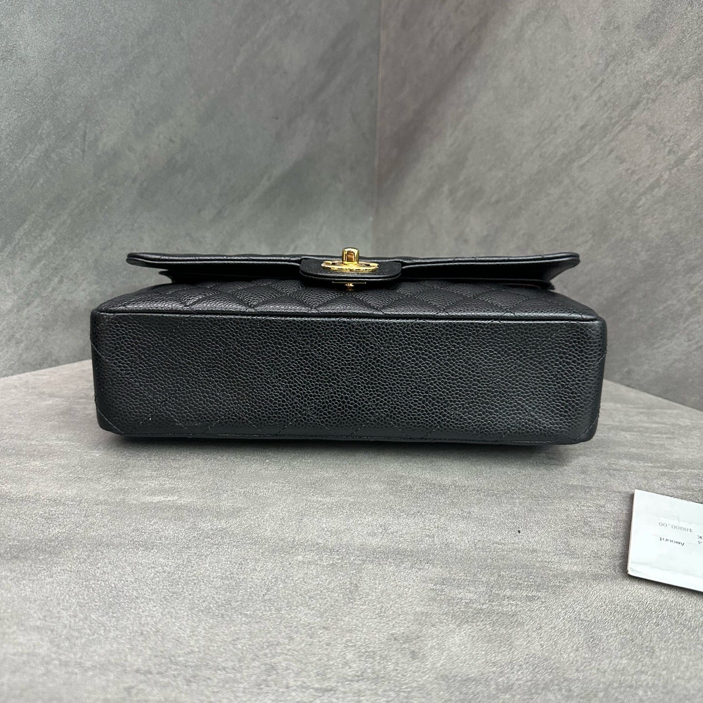 Chanel Medium Black and Gold Litchi Leather Chain Bag with Chip Authentication