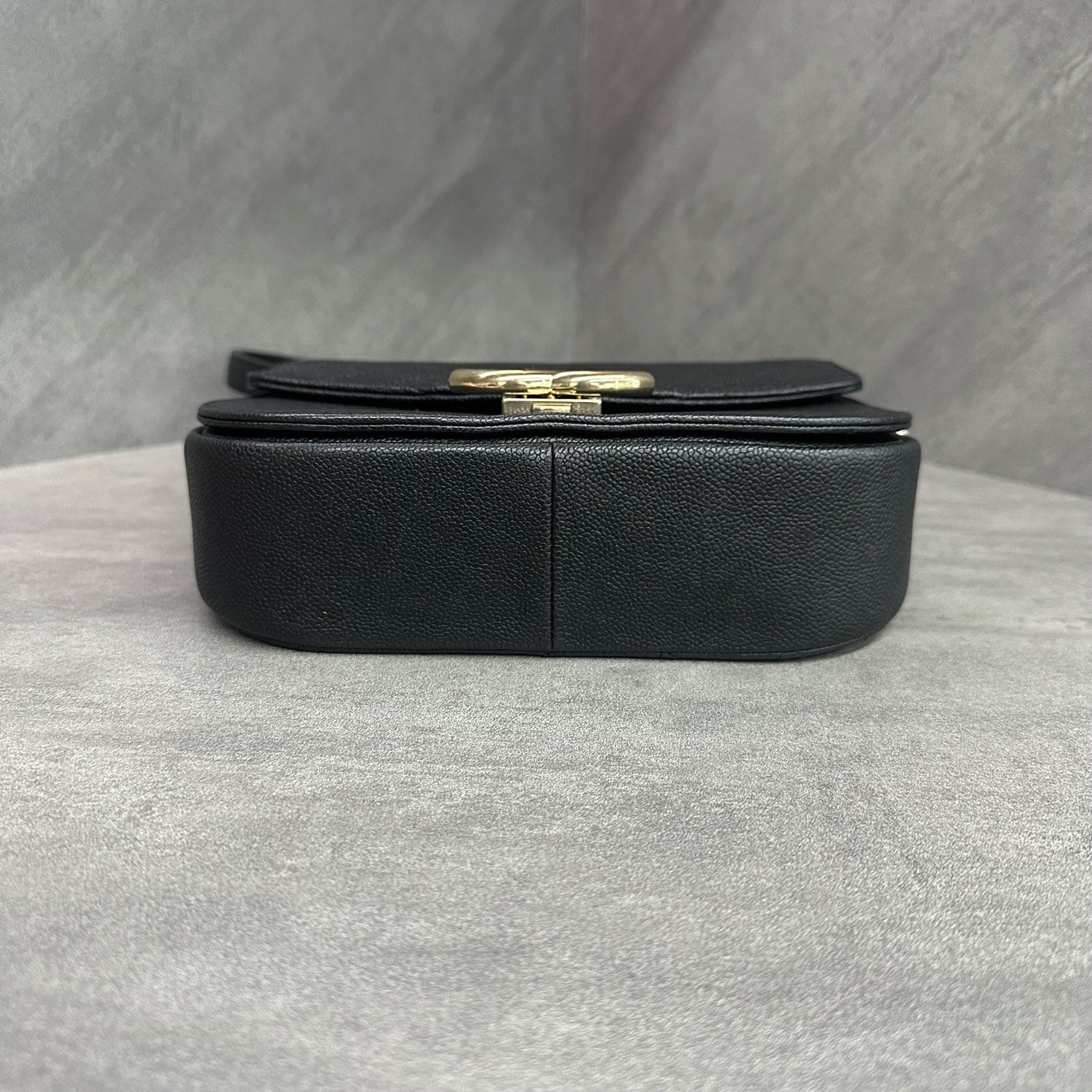 Chanel Cuban Messenger Bag, black litchi calfskin, gold mandarin duck clasp, clean interior, 23-series serial number