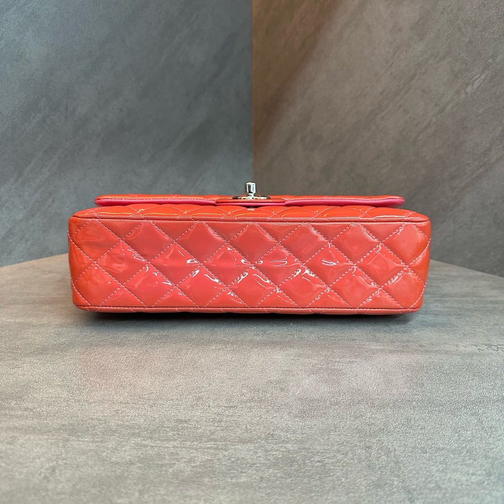 Chanel CF Medium Pink Silver-tone Hardware Patent Leather Chain Bag 14 Series