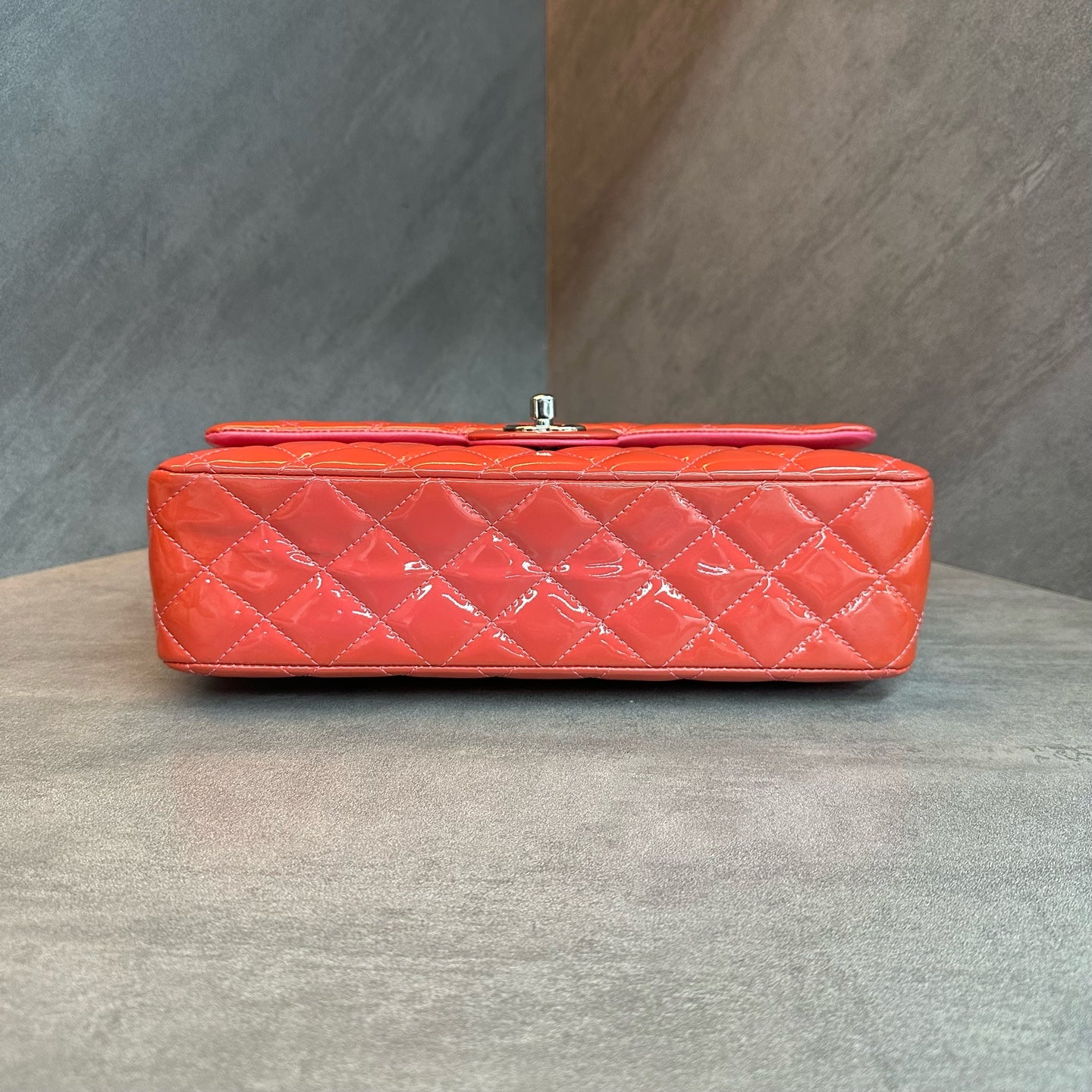 Chanel CF Medium Pink Silver-tone Hardware Patent Leather Chain Bag 14 Series