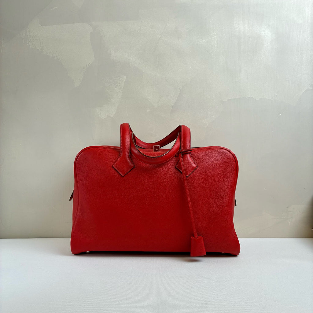 Hermès Red Victoria 35 Tote Bag X Stamp 99% New Size 35*22