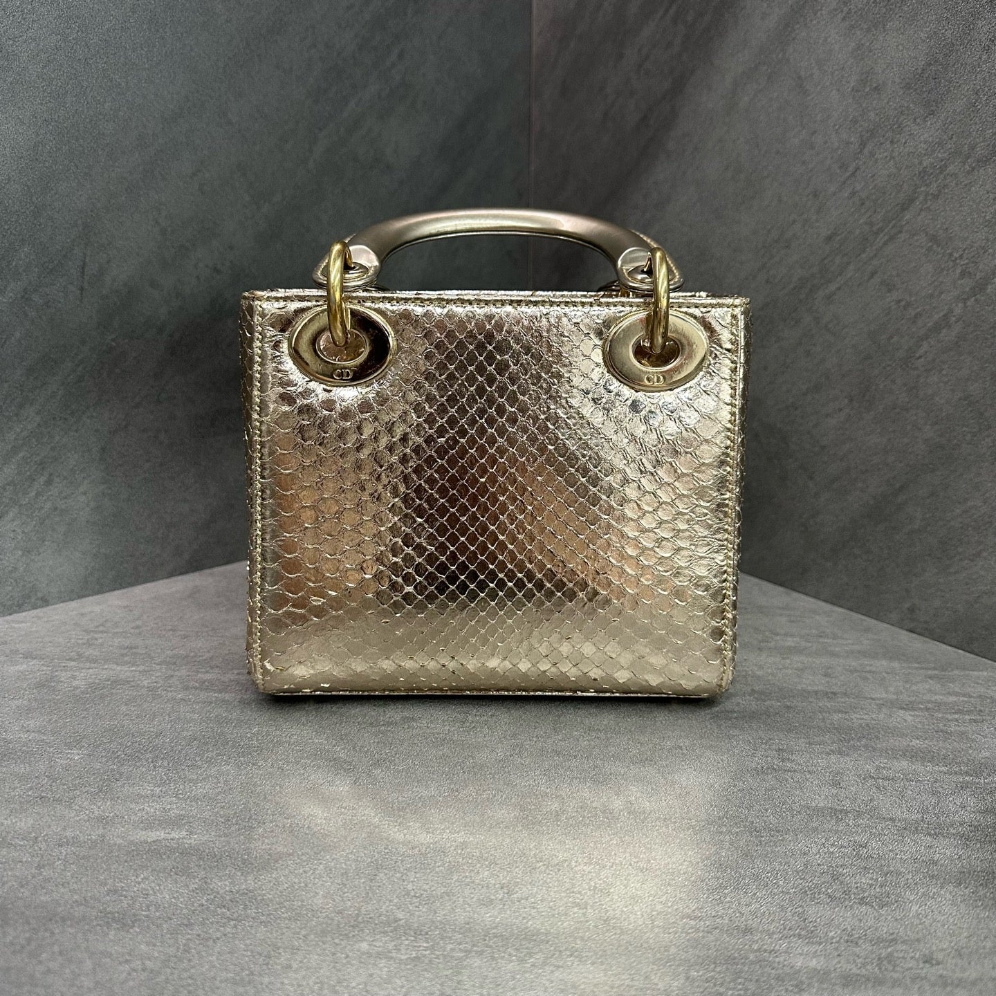 Dior Gold Three-compartment Snake Skin Lady Dior Bag, 2014 Serial Code