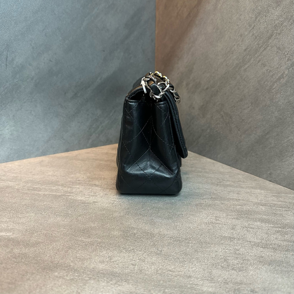 Chanel cf Square Fat Man Black Silver sheepskin Chain bag, 17 open bag type, three-dimensional inside clean