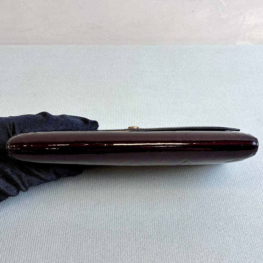 LV/Louis Vuitton 98% New Patent Leather Monogram Long Wallet Cherry Color Size 19*10