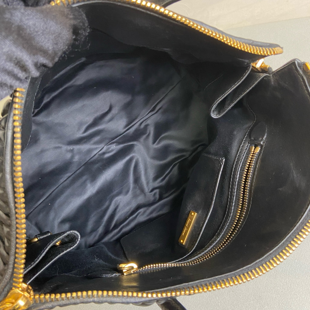 MiuMiu Black Lambskin Pleated Tote Bag Size 31*26 Like New