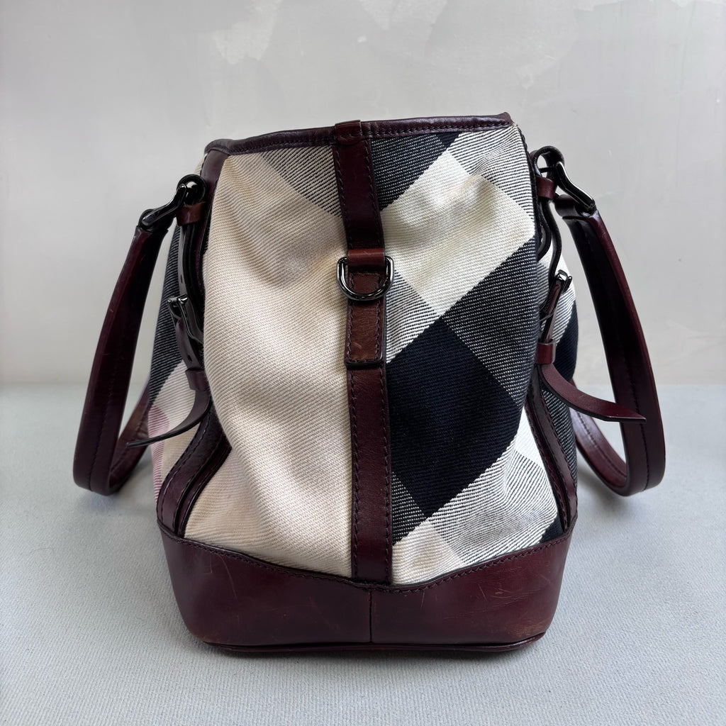 Burberry 98% New Honey Brown Tote Bag Canvas with Leather, Size 25*35